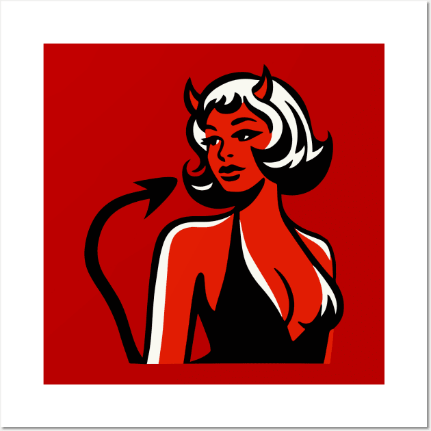 Retro Devil Girl Wall Art by n23tees